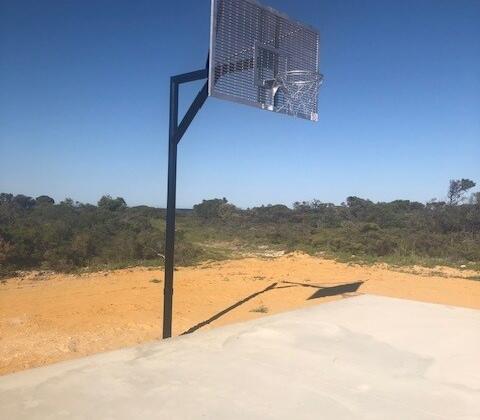 Heavy duty basketball tower installed in Leeman, Western Australia by Bardfield Engineering