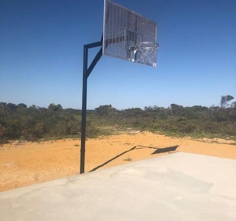 Heavy duty basketball tower installed in Leeman, Western Australia by Bardfield Engineering